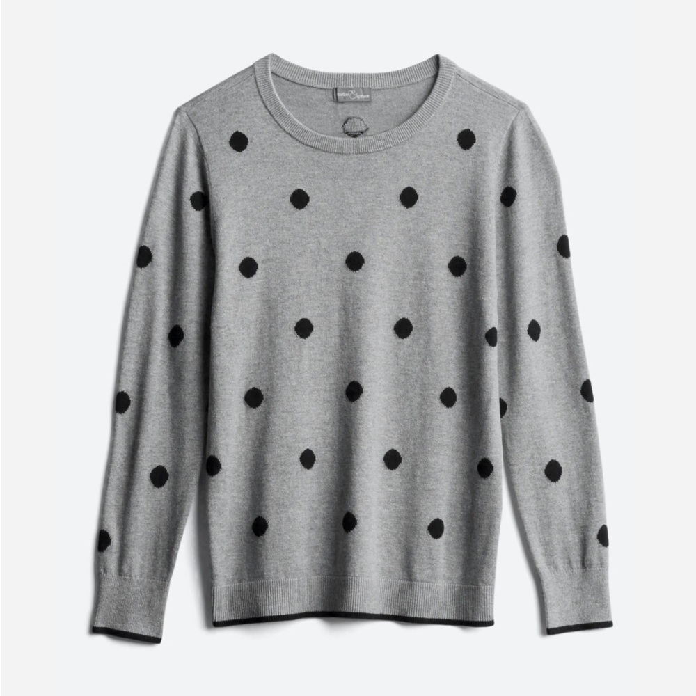 Market & Spruce Roadith Polka Dot Crew Neck Cotton Blend Pullover
